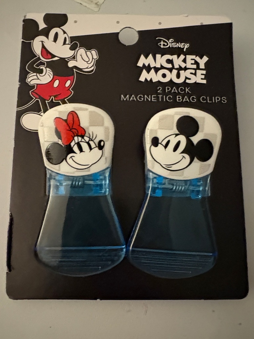 Disney Mickey & Minnie Magnetic Bag Clips - Blue and Red Accents (2-Pack)